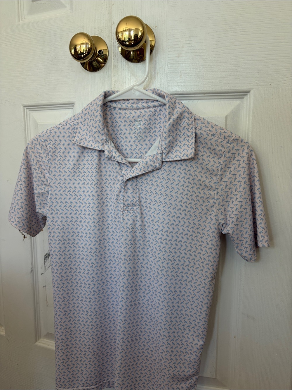 Class Club Light Blue Polo with Tiny All-Over Print